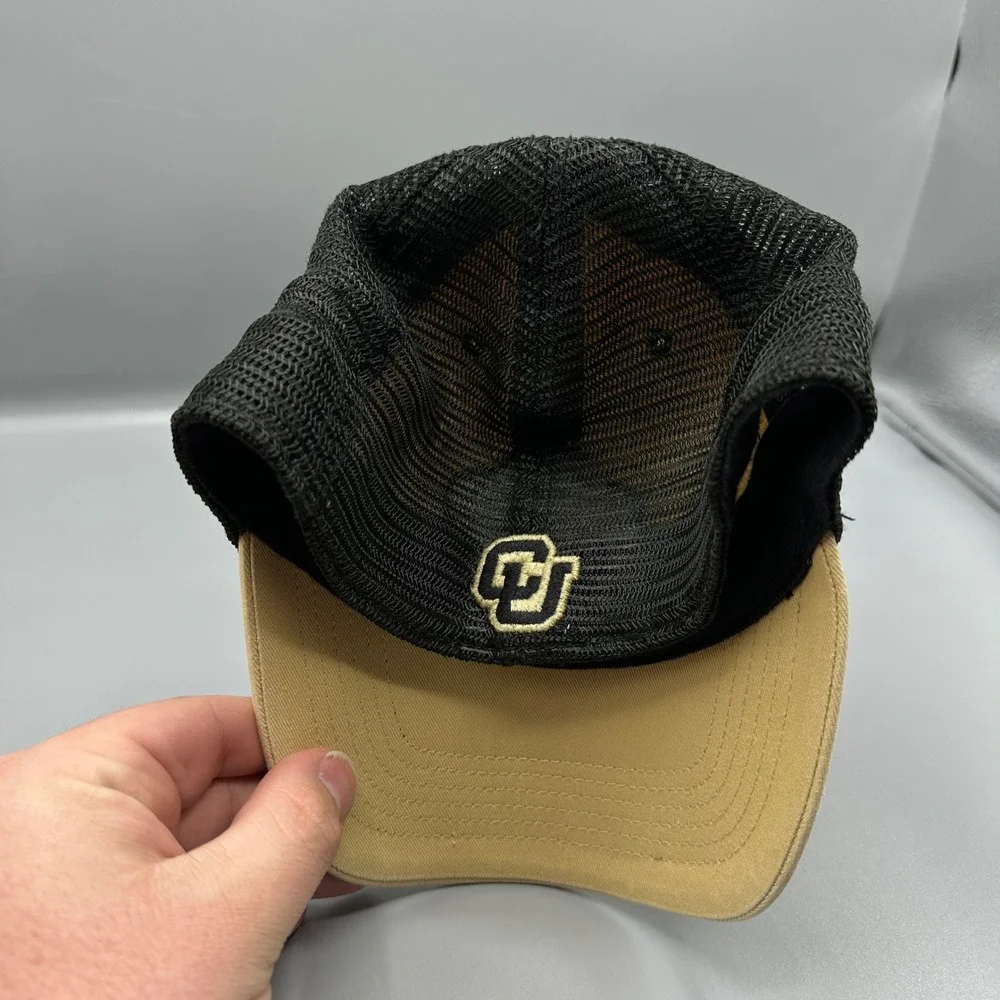 47 Brand Colorado Buffaloes CU Trucker Hat Khaki Black Stretch Fit Cap S-M